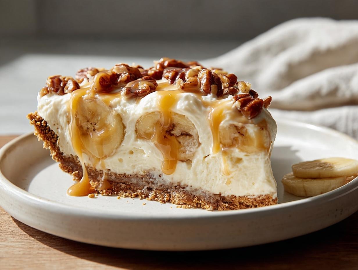 No-Bake Banana Caramel Pecan Pie