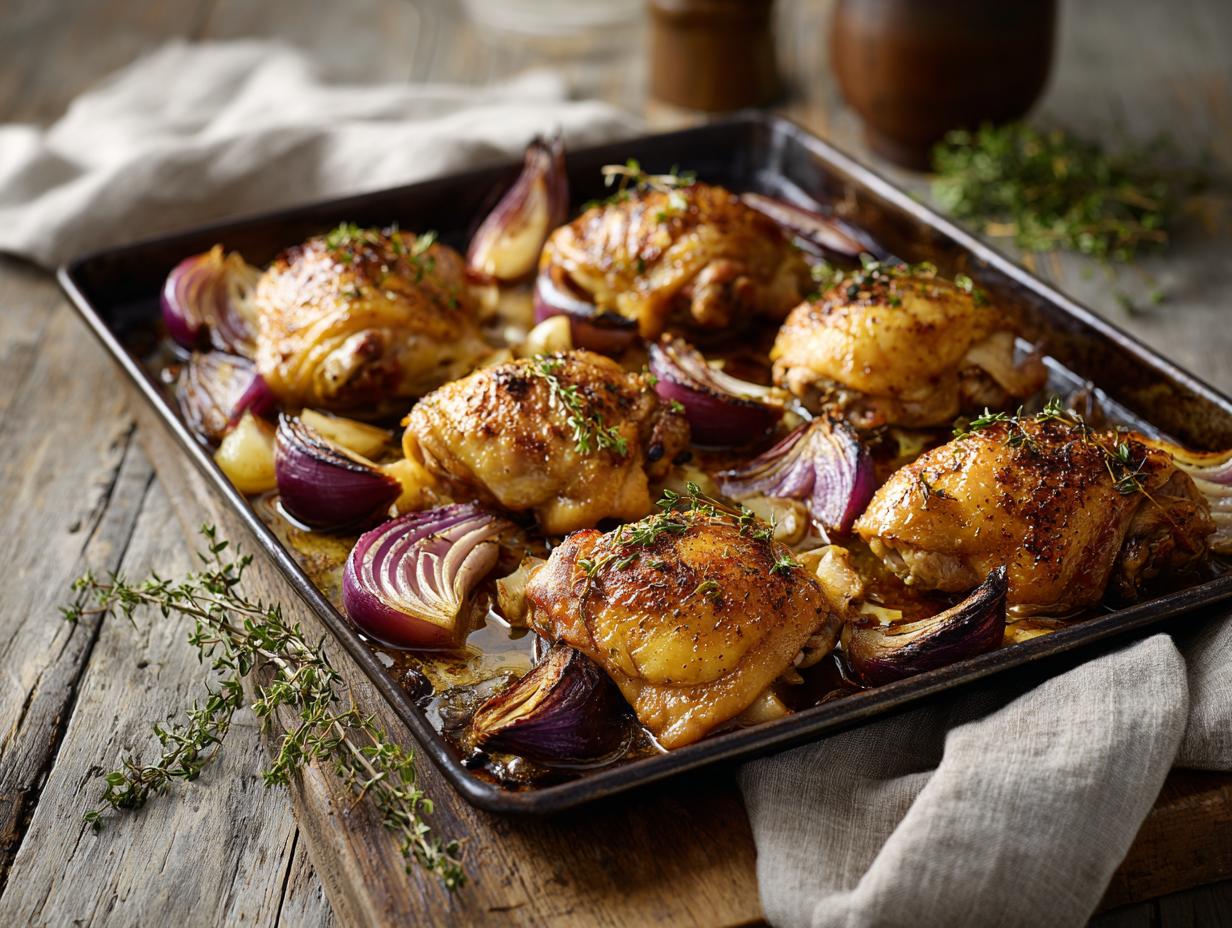 Sheet-Pan Roasted Red Onion Chicken