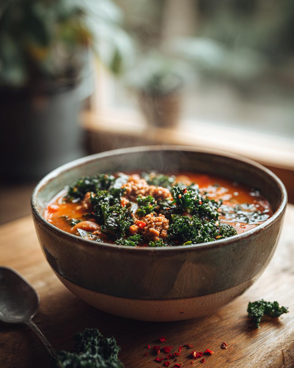 Healthy 45 Min Spicy Turkey Sausage & Kale Chili 3 Spicy Turkey Sausage & Kale Chili - detail 1