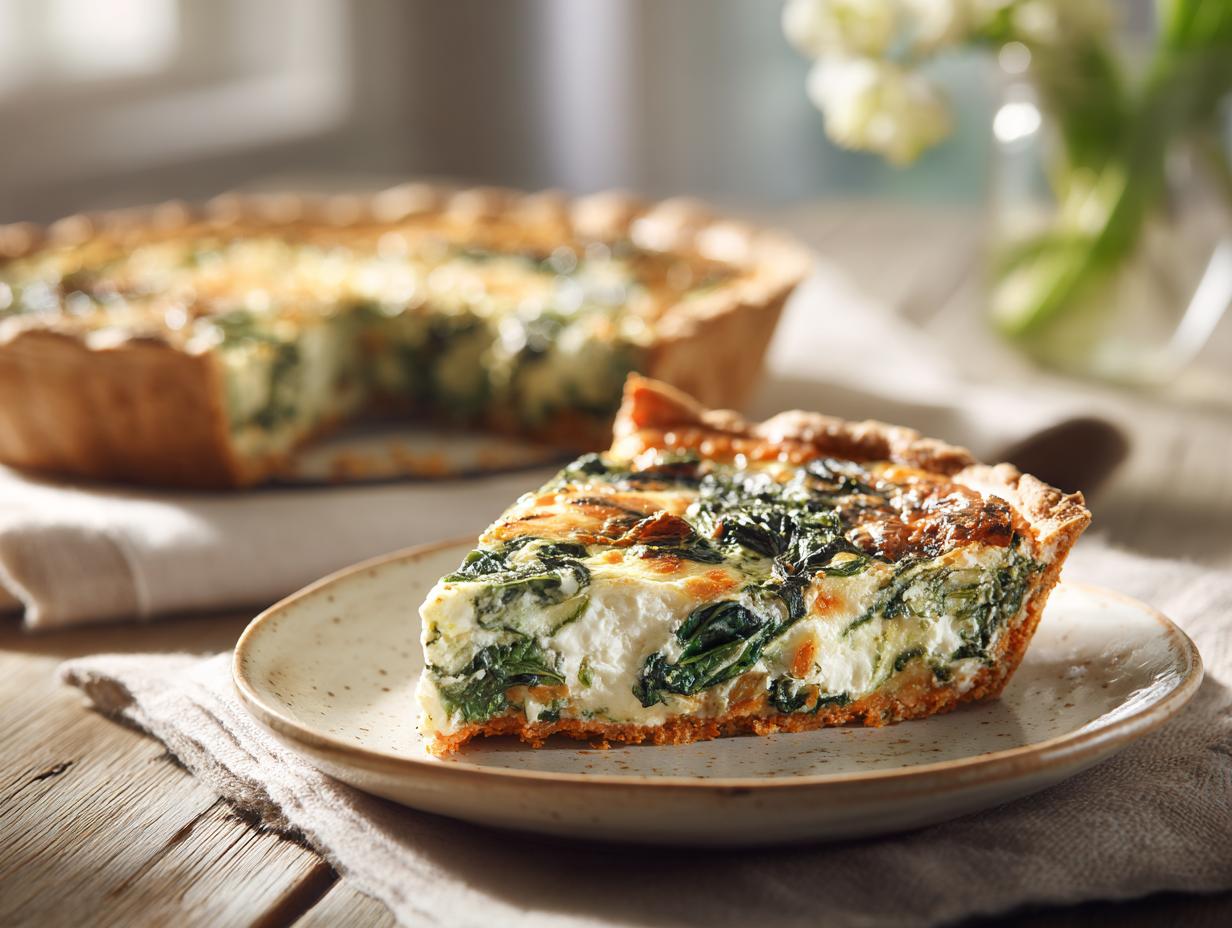 Spinach & Goat Cheese Quiche with Sweet Potato Crust
