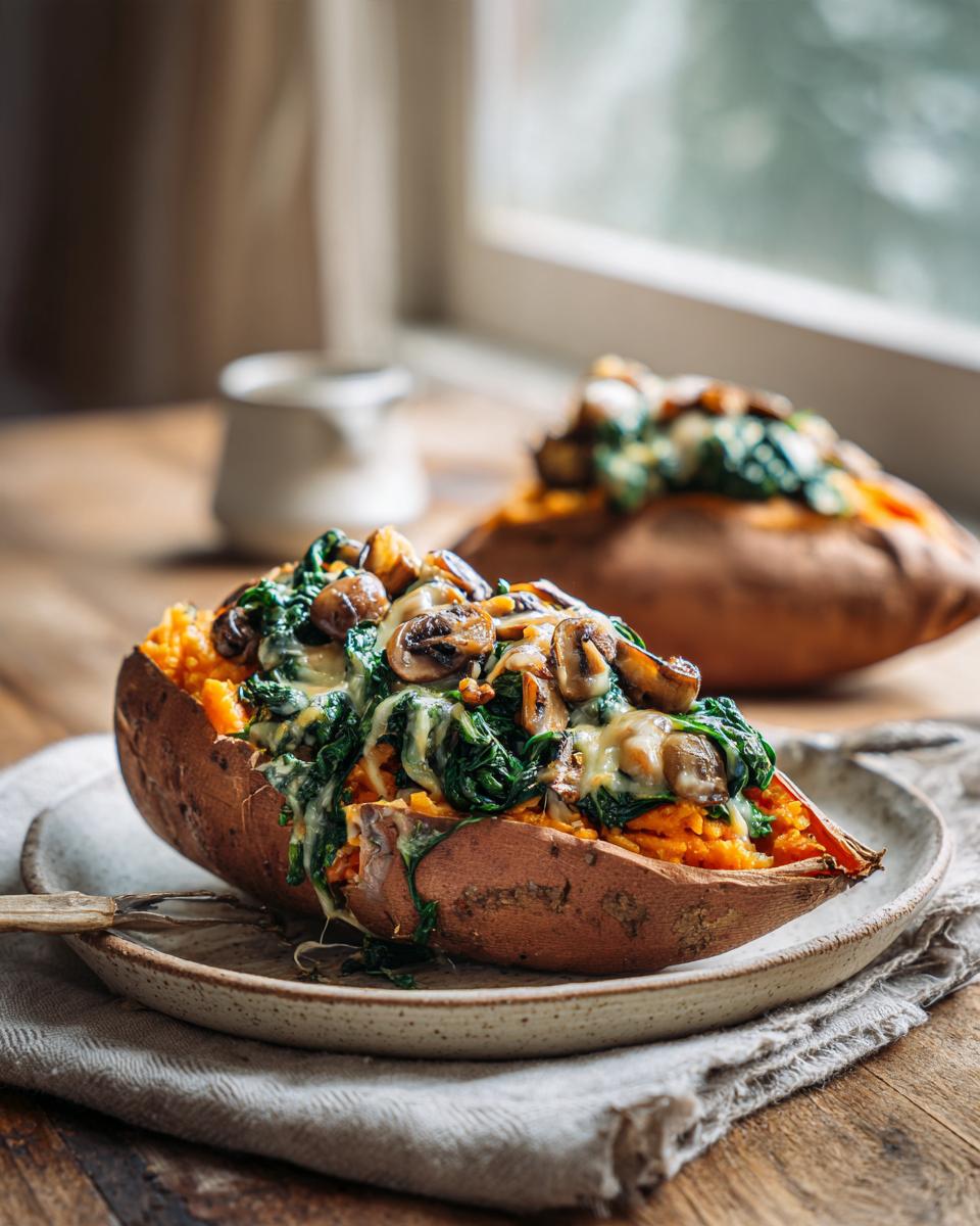 Home 13 Spinach & Mushroom Stuffed Sweet Potatoes