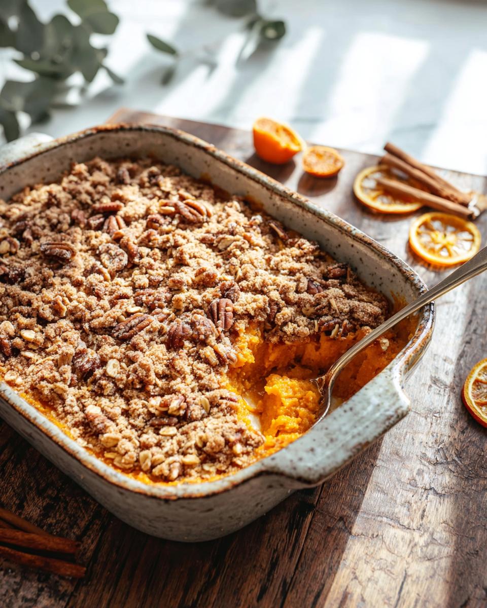 Sweet Potato Casserole with Pecan Oat Streusel: Easy 1-Dish 3 Sweet Potato Casserole with Pecan Oat Streusel - detail 1