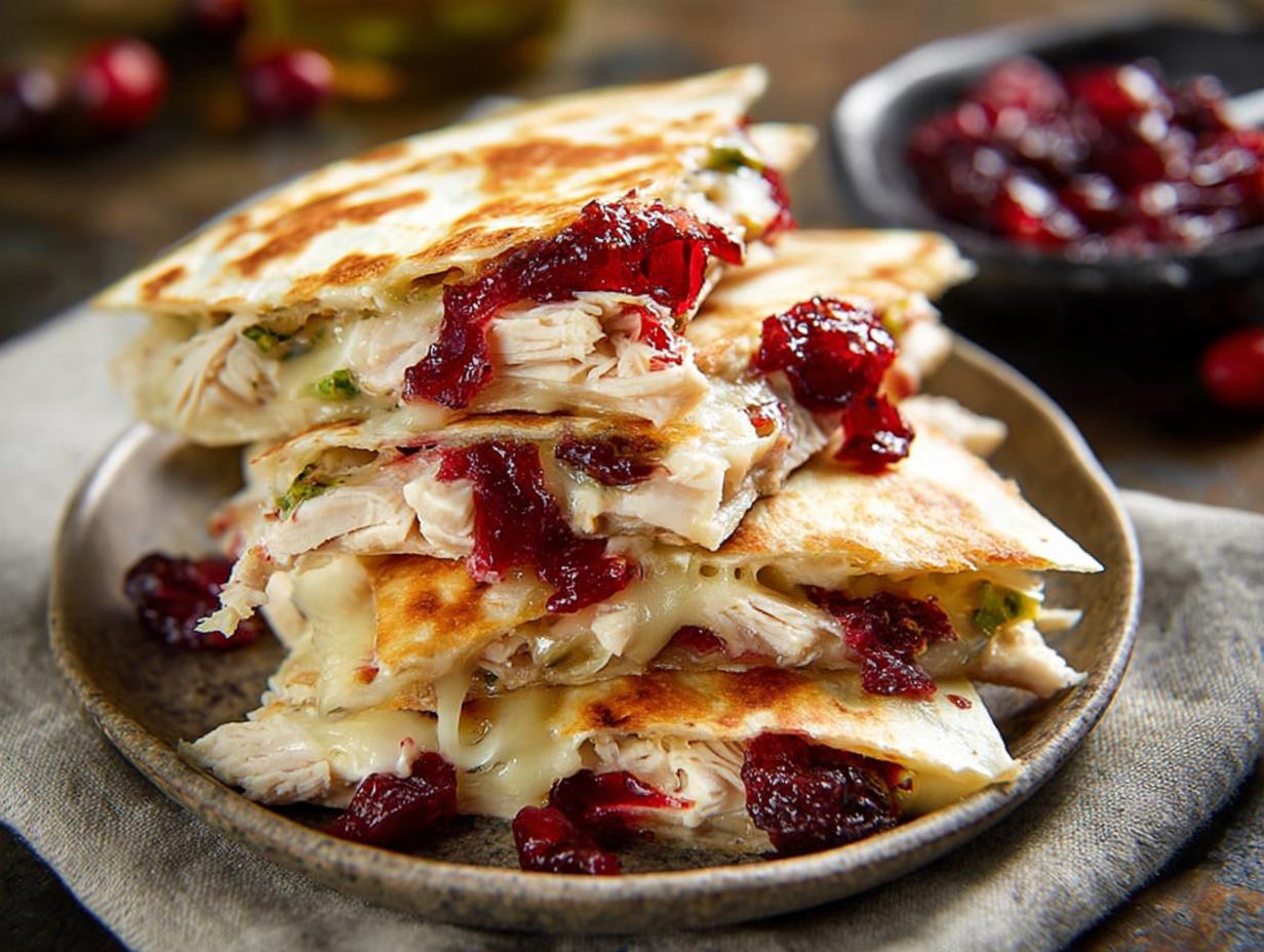 Thanksgiving Quesadillas with Turkey & Cranberry - detail 1