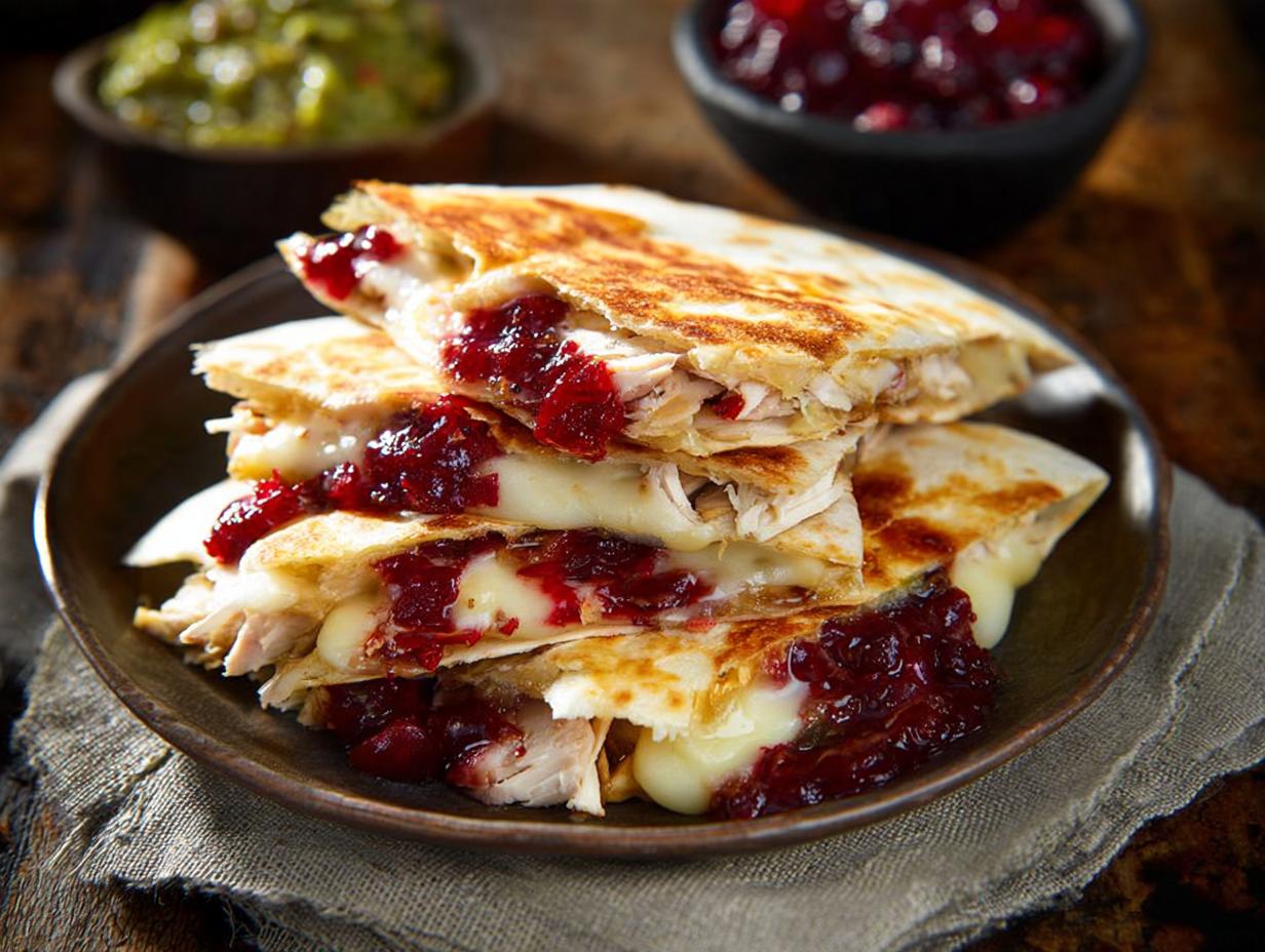 Thanksgiving Quesadillas with Turkey & Cranberry
