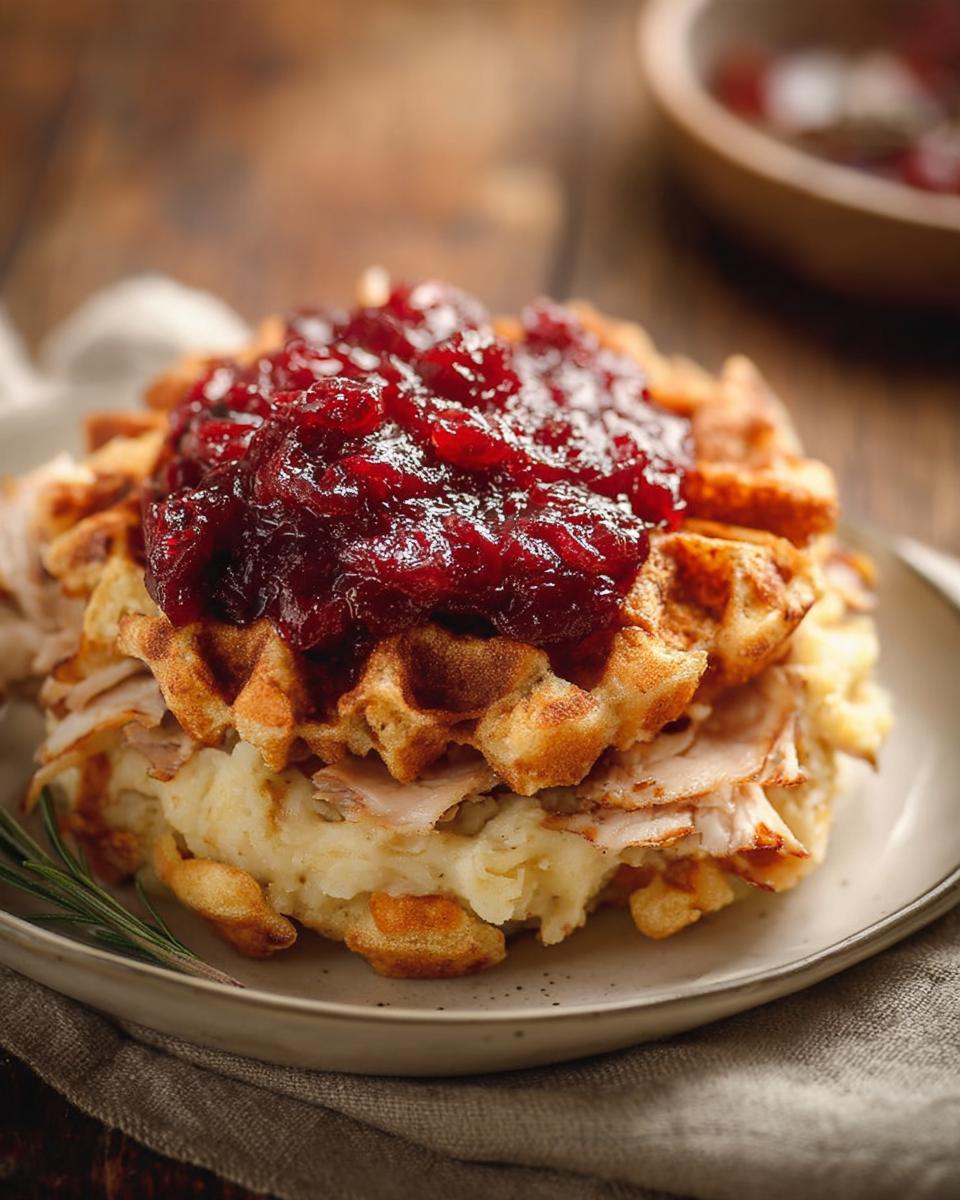 Turkey & Stuffing Waffles with Cranberry Sauce 3 Turkey & Stuffing Waffles with Cranberry Sauce - detail 1